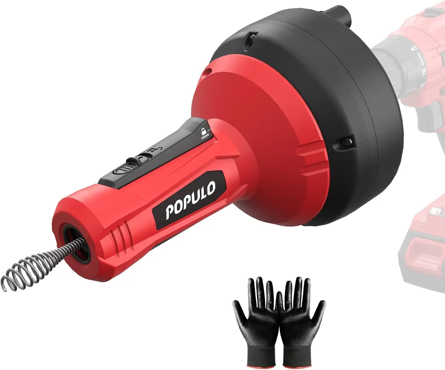 

Drain Auger, Auto Feed Plumbing Snake Clog Remover for Unclog Sink Drain 3/4"-2" Pipe, Snake Hair Drain Clog Remover Clea