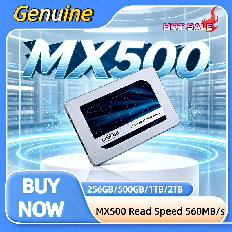 Original MX500 250GB/500GB/1TB/2TB 2.5" Internal SSD, SATA 6Gb/s 560MB/s Read 3D NAND High-Speed Storage for Gaming Laptops PCs.