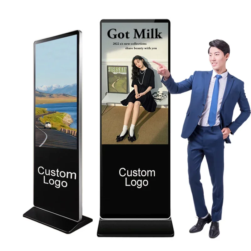 

Indoor advertising machine 49 55 inch digital sign vertical LCD display screen floor stand sales booth