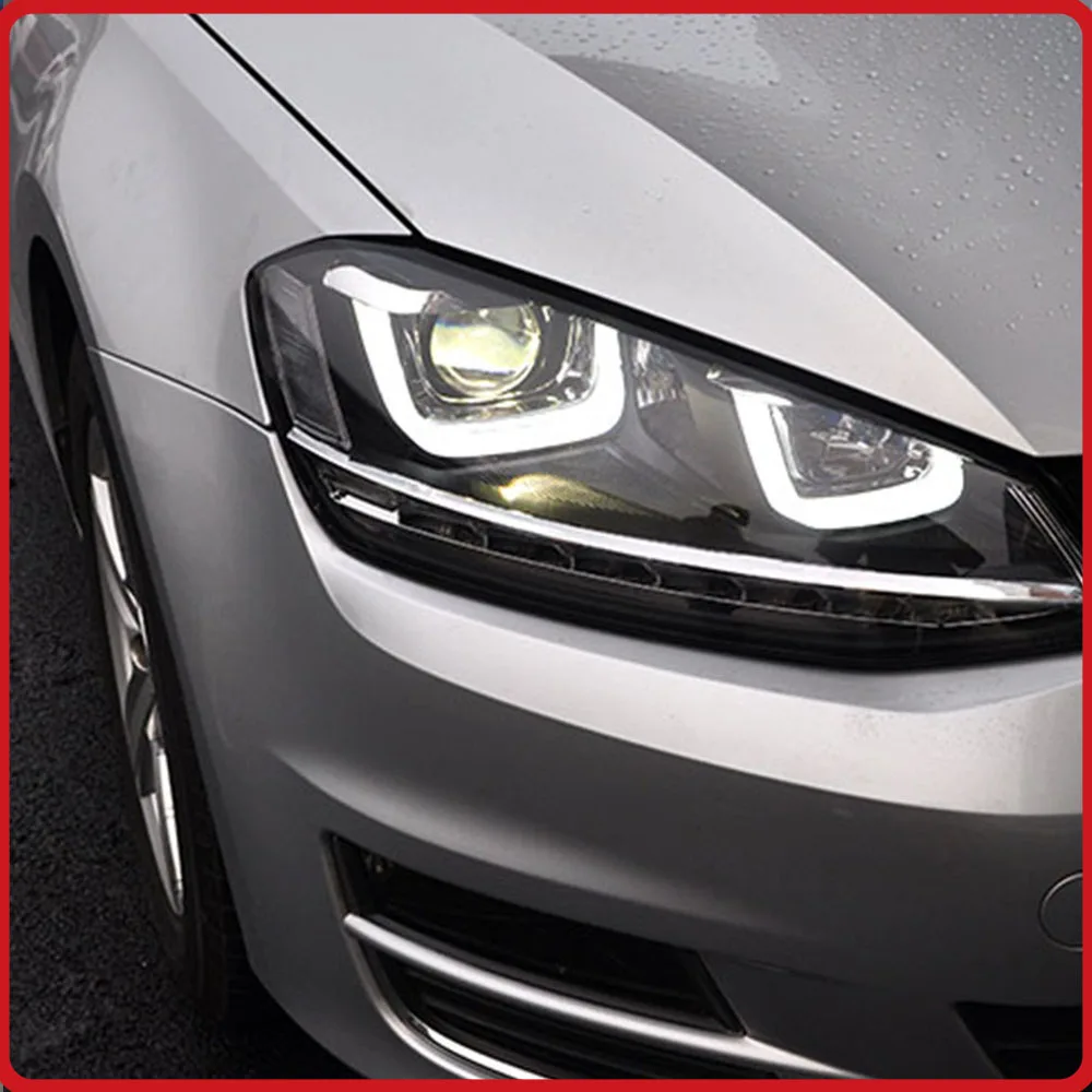 

For VW Golf 7 5G 2013-2017 Headlights Assembly Upgrade LED Dual U Plug and Play Streamer Turn Light High Quality