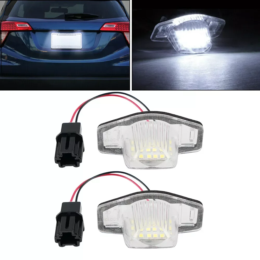 

2Pcs Car Number License Plate LED Light Pure White For Honda Jazz CR-V FR-V Stream Odyssey Crosstour LED Number Lamp