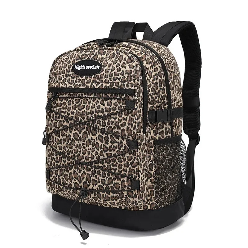 Mochila informal con estampado de leopardo para mujer, morral de viaje de gran capacidad, versátil, estilo coreano, Y2k