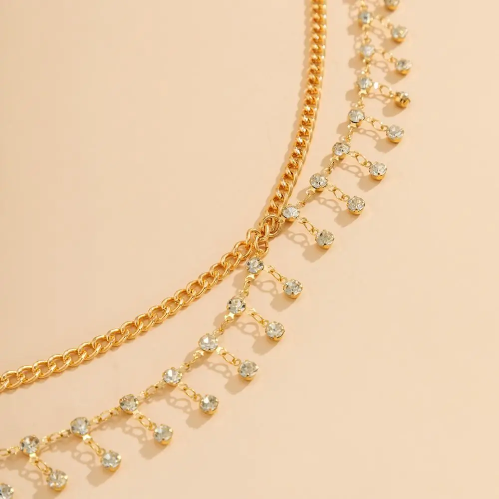 Metal Alloy Rhinestone Waist Chain Multilayer Gold Crystal Belly Body Chain Waistband Belt Chain Butterfly Shell Tassel Pendant