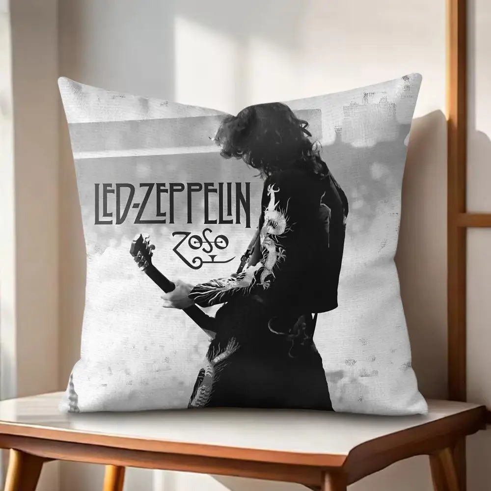 Band L-LedS ZeppelinS Cool Cushion Cover Eco Linen Pillow Case Double-Sided Print Breathable Durable Zipper Home Decor Gift