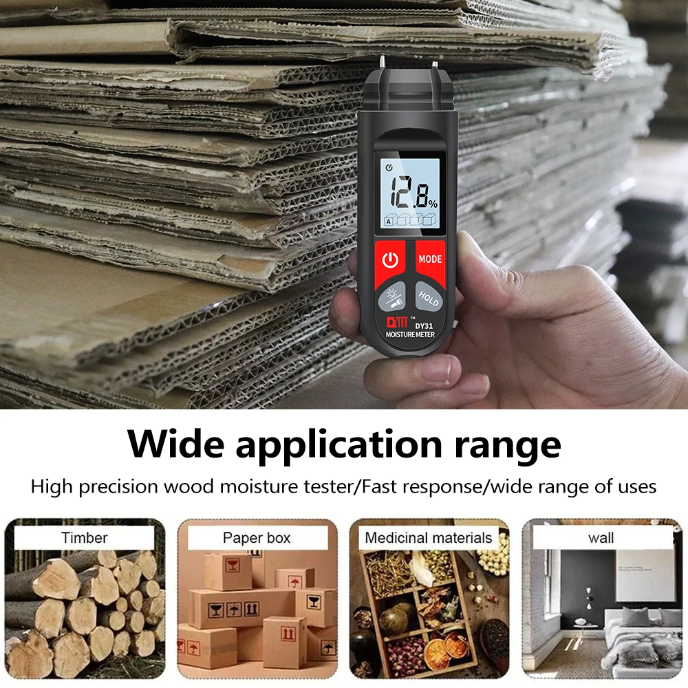 Digital Wood Moisture Meter 0~99.9% Professional Timber Damp Tester Handheld Hygrometer Lumber Detector with HD LCD Display