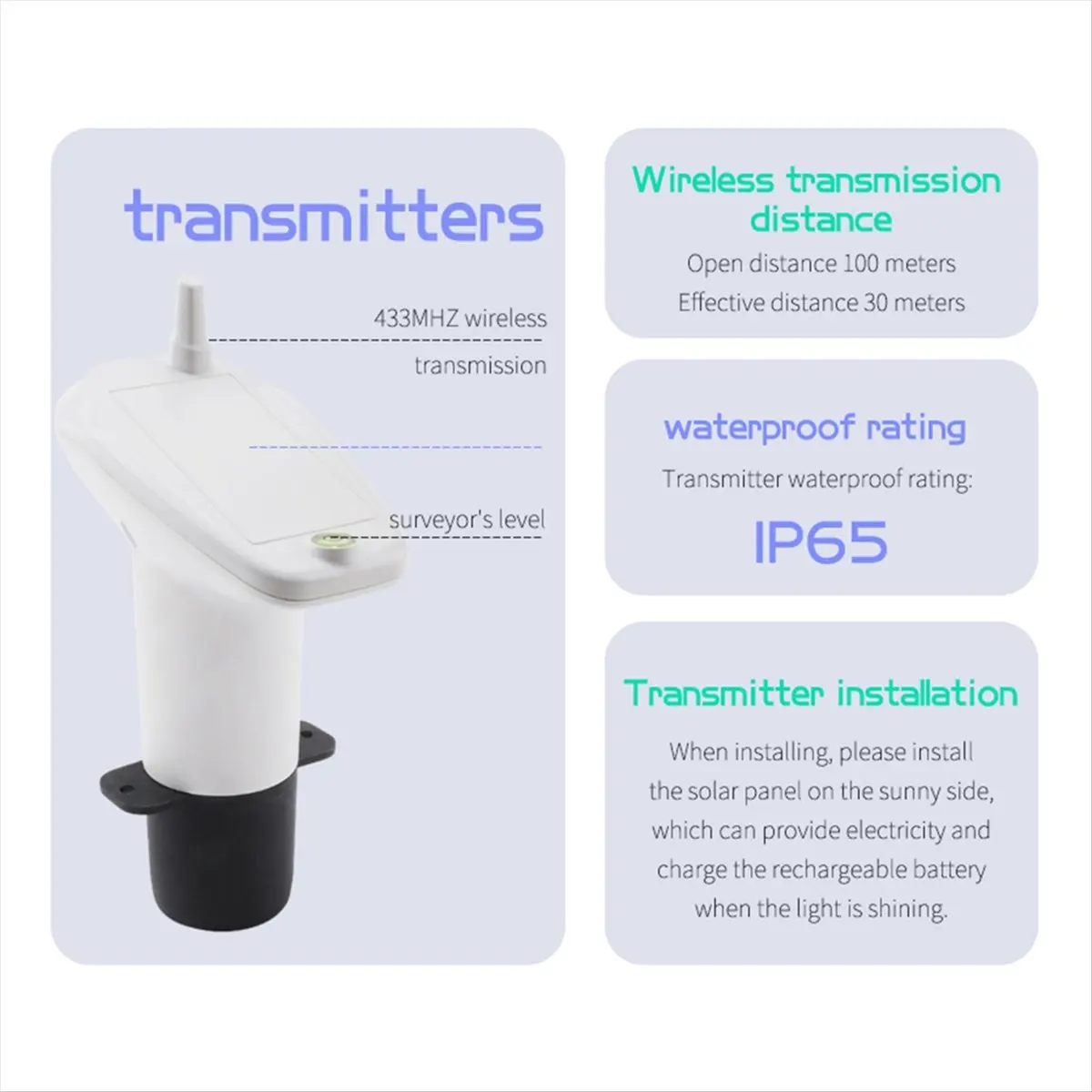 AT42 Ultrasonic Water Tank Liquid Depth Level Meter with Temperature Sensor, Time Display, and Alarm Water Tank Level Meter