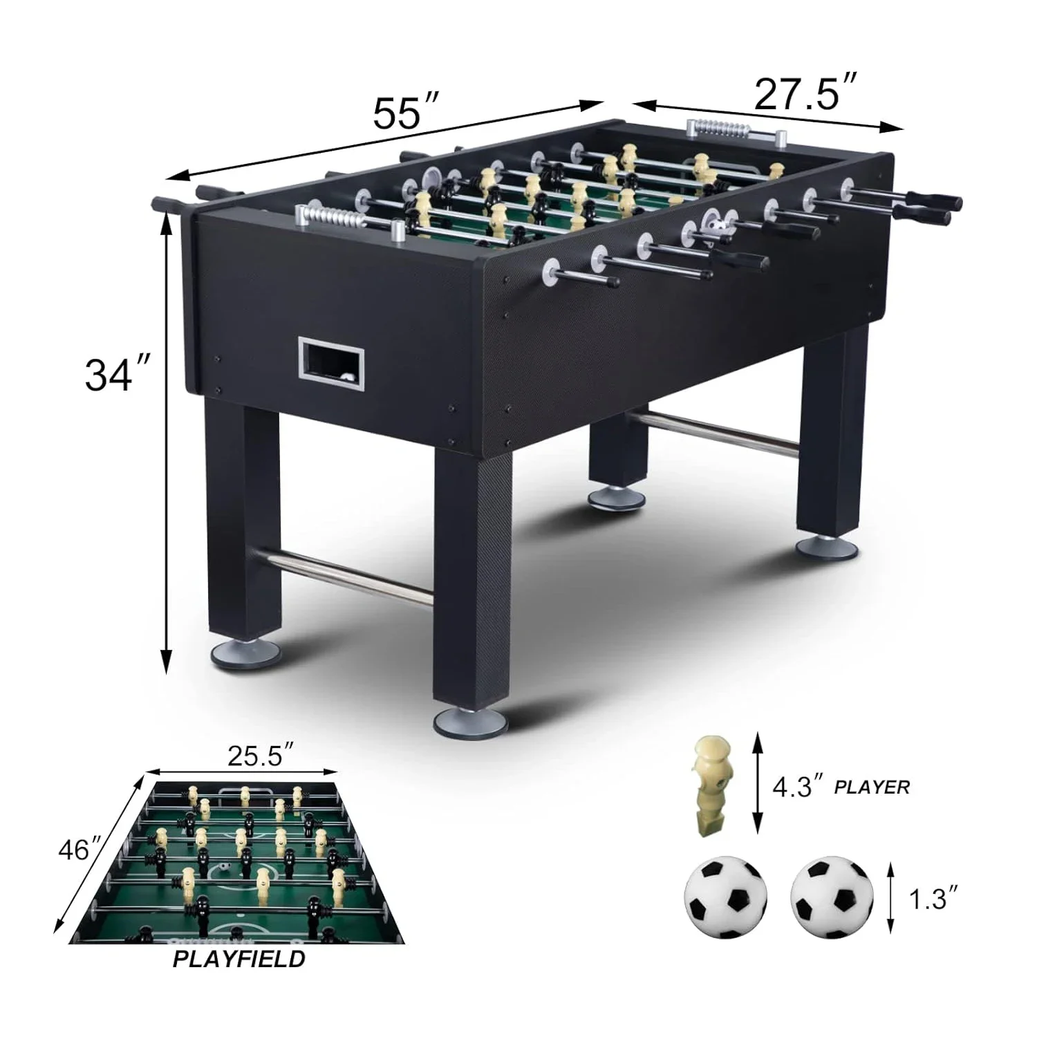 Wooden Soccer Game Table Football Arcade with Leg Levelers Foosball Table and Balls Set for Adults