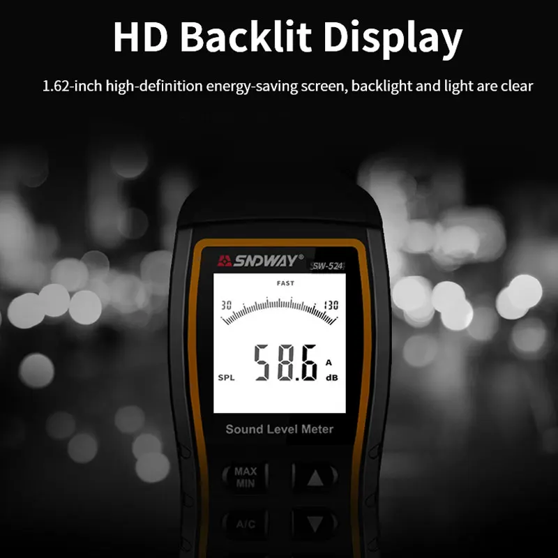 Imagem -05 - Digital Portátil Som Nível Medidor Handheld db Sonometer Ruído Nível Medidor 30130db Decibel Monitor Sw524