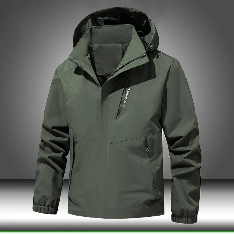 

Men's Lightweight Waterproof Hiking Hooded Jacket Outdoor Windbreaker Autumn Spring Running Cycling Soft Shell Camping Coats