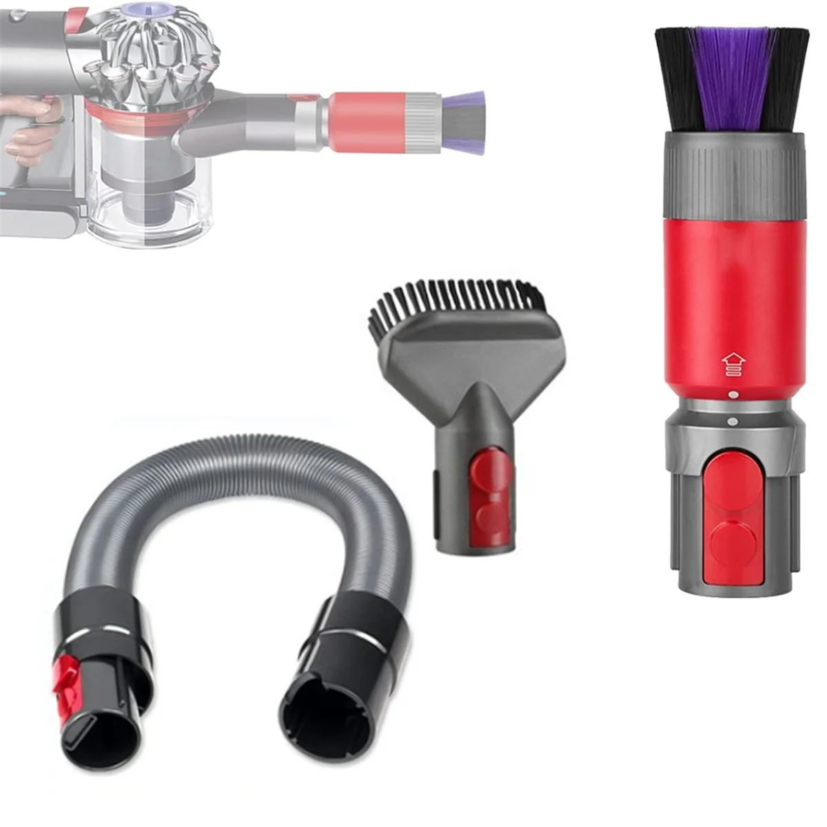 FZFZ 4PCS V7/V8/V10/V11/V15 진공 액세서리 확장 유연한 호스 용 잔류물없는 먼지 브러시 호스 세트