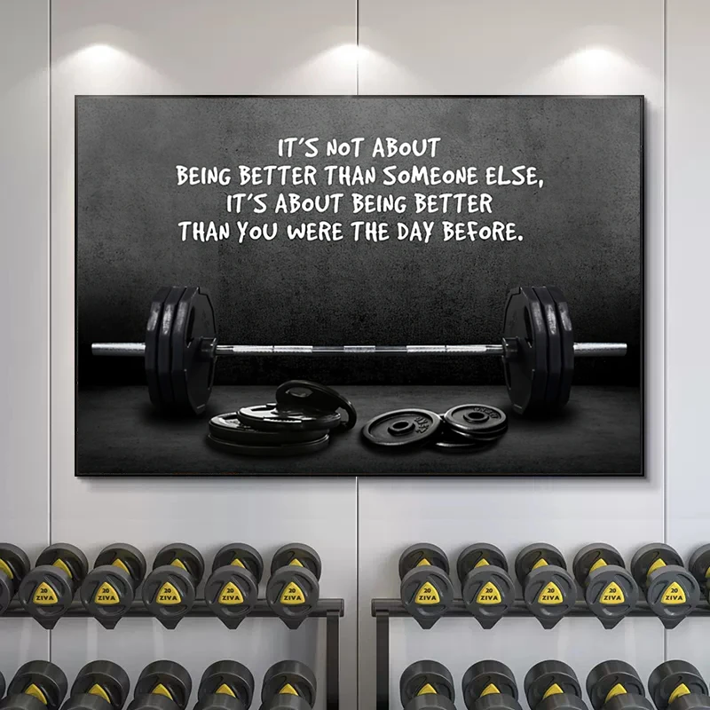 Modern Motivating Quote Sports Art Posters and Prints Wall Canvas Art Barbell Decorative Painting for Gym Room Fitness Lovers - view 3