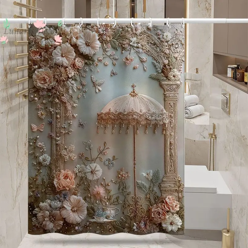 Wet-dry separation bathroom waterproof blackout anti-privacy hook curtain for the entryway