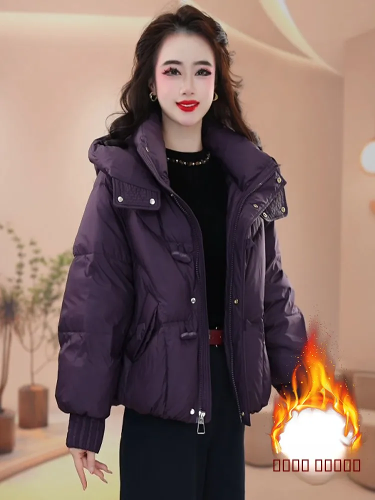 

Korean Sle Thiened Warmth Zipper Jaet Top Women's Anti-Aging Street Sle Winter Coat Long Sve Hooded Pure Color