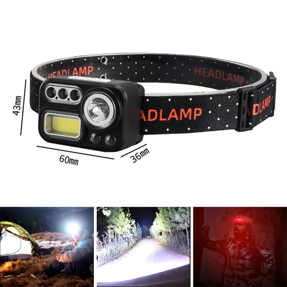 Red/green/white/uv 8 Modes Led Headlamp Headlights For Rechargeable Night Sensor Motion Flashlight Light Lantern Usb Work Strong