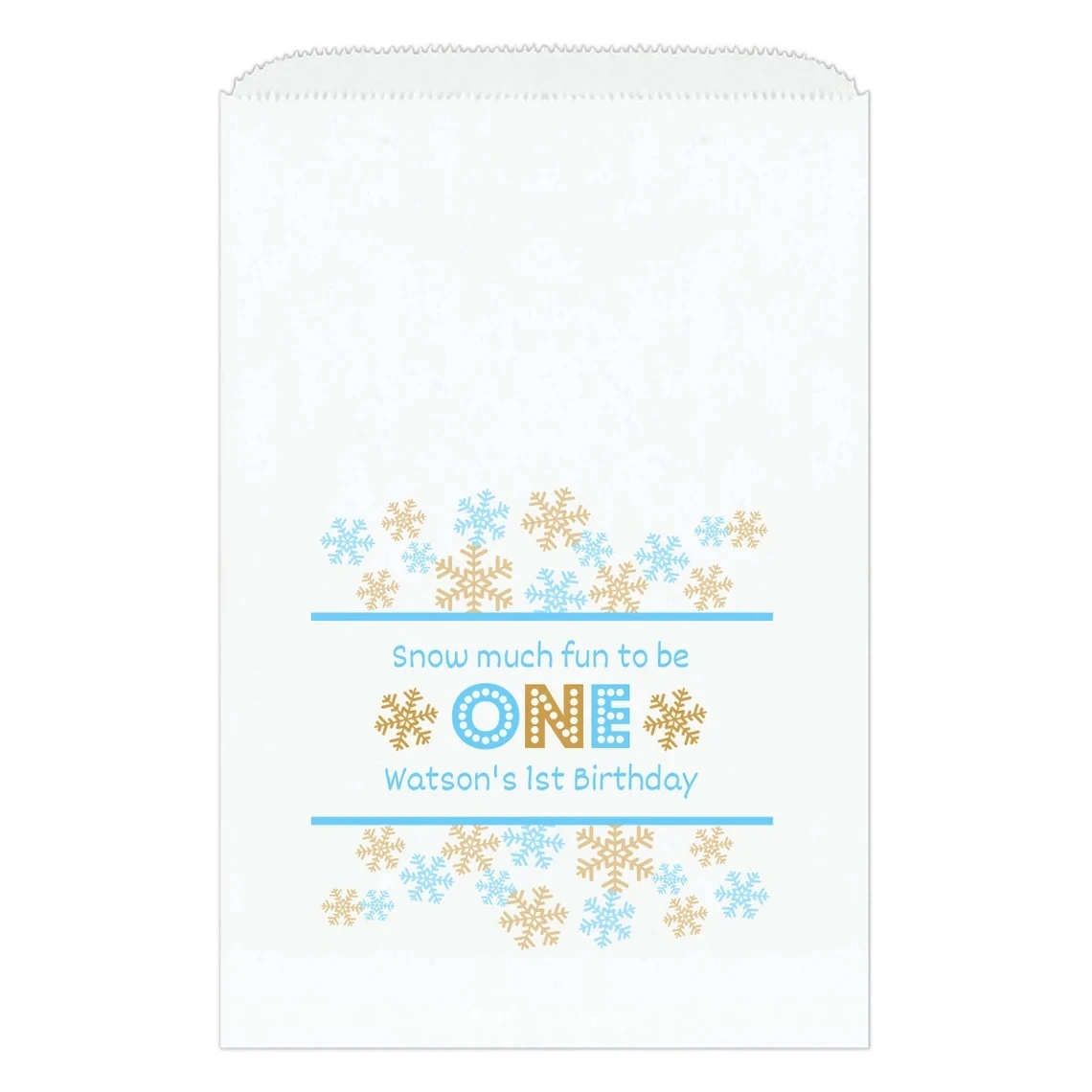 Snow much fun to be one bags - Winter birthday favor bags - Snowflake birthday bags