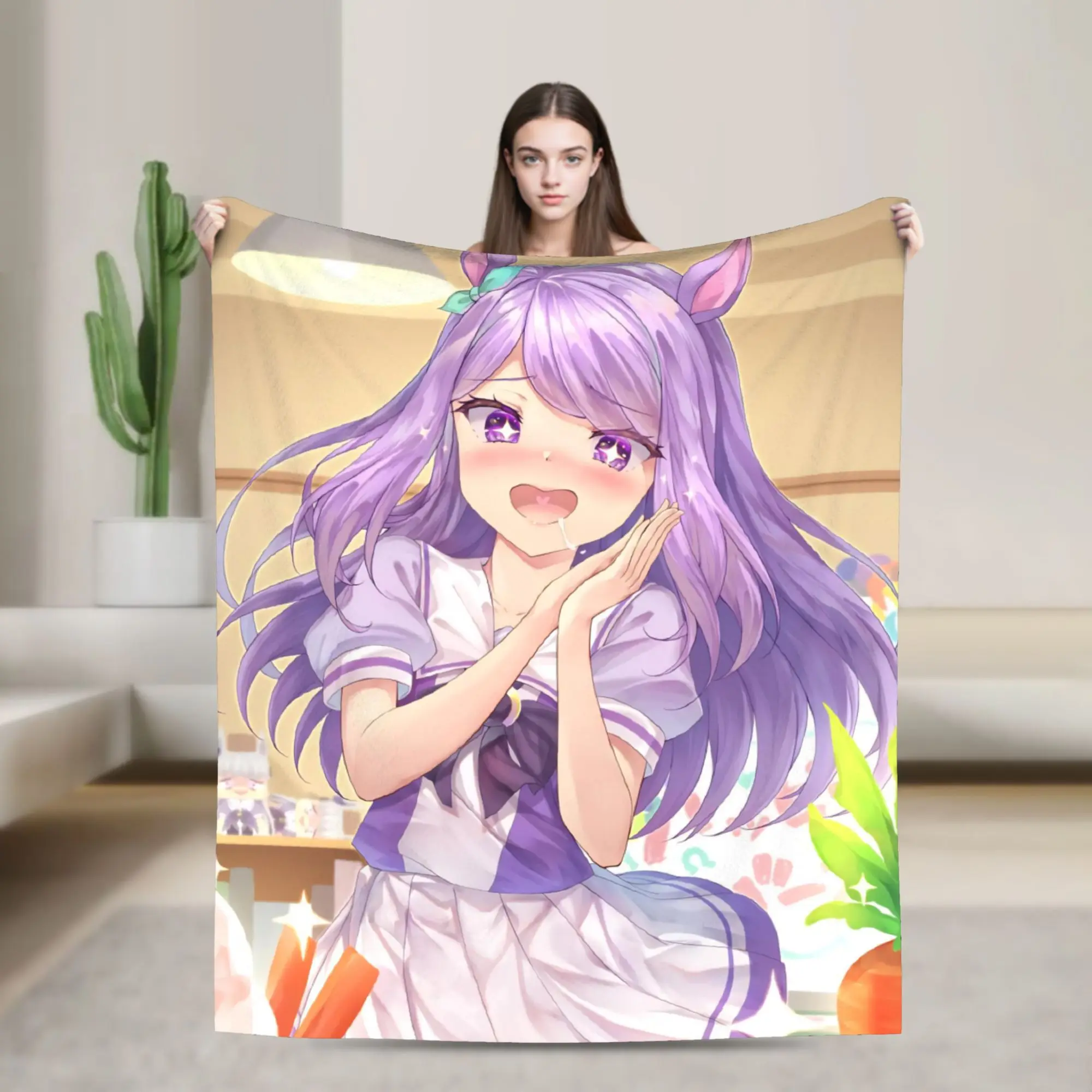 Umamusume Pretty Derby Mejiro Blanket Fleece Autumn/Winter  Portable Lightweight Throw Blanket for Bed Bedroom Rug Piece