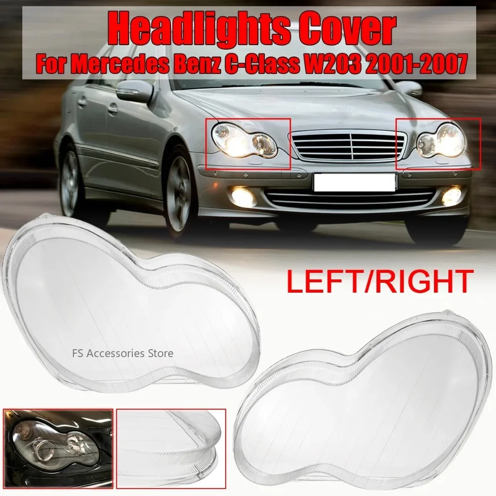 

Левая/правая передняя фара автомобиля, крышка объектива для Mercedes Benz C-Class W203 4-дверный C180 C200 C230 C260 C280 2001-2007