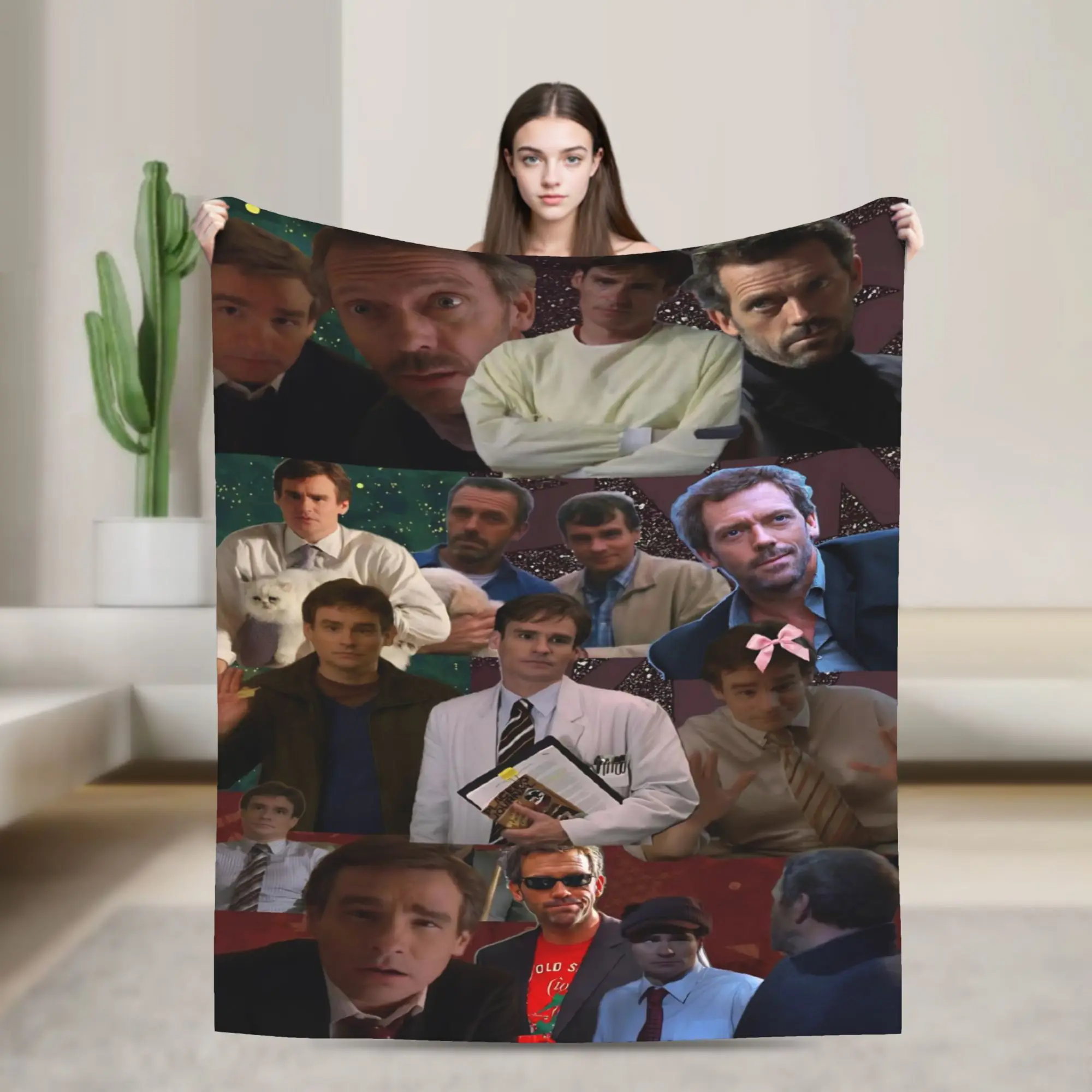 Warm Soft Blanket Decorative Dr. Gregory House Television Photo Collage Throw Blanket Flannel Bedspread For Bed Sofa Bed Cover