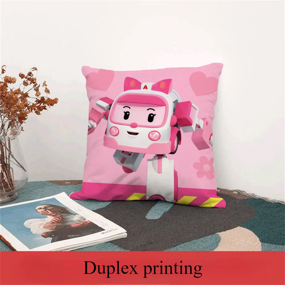 Throw Pillow Covers Robocar Poli Luxury Living Room Decoration Pillows for Sofa Cushions Cover Decorative Cushion Home 45x45