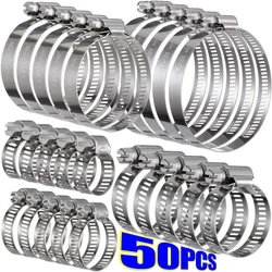 1-50x Hose Clips Pipe Clamps 6mm-29mm Stainless Steel Hoop Clamp Hose Tong Stainless Steel Set Automotive Pipes Clip Fixed Tools