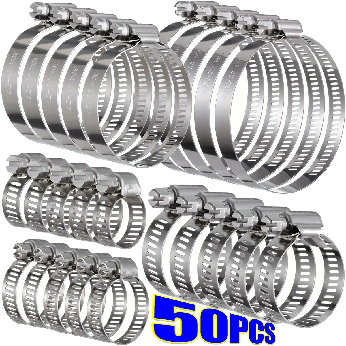 1-50x Hose Clips Pipe Clamps 6mm-29mm Stainless Steel Hoop Clamp Hose Tong Stainless Steel Set Automotive Pipes Clip Fixed Tools