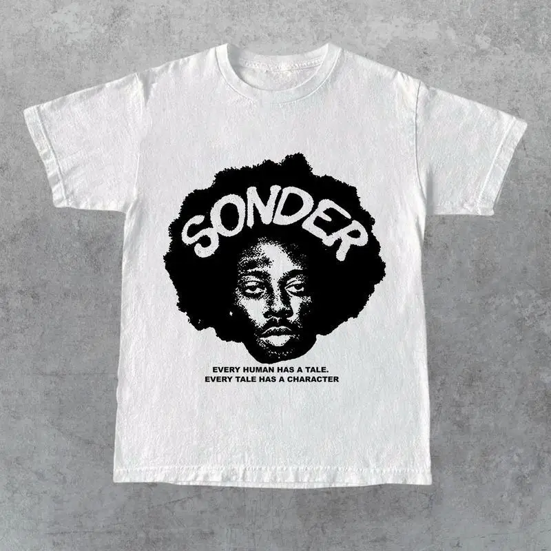 

Sonder Graphic T-Shirt Afro Art Oversized Cotton Tee for Cultural Streetwear or Summer Casual Style