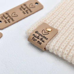 Knitting Labels, 0.75x2.3 Inches - Crochet Tags, Genuine Leather , Leather Tags , Custom Fold Labels, For Rivets, D510