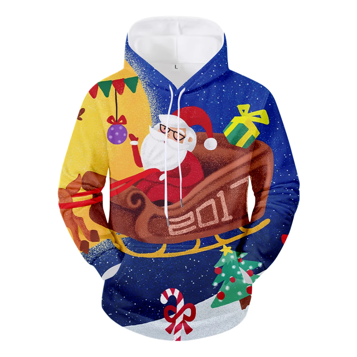 

Мужская индивидуальная весенне-осенняя новая мужская повседневная толстовка с капюшоном и длинными рукавами с рождественским принтом