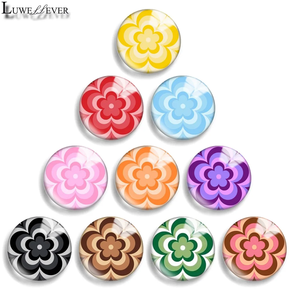 12mm 10mm 20mm 25mm 30mm 40mm 885 Flower Mix Round Glass Cabochon Jewelry Finding 18mm Snap Button Charm Bracelet