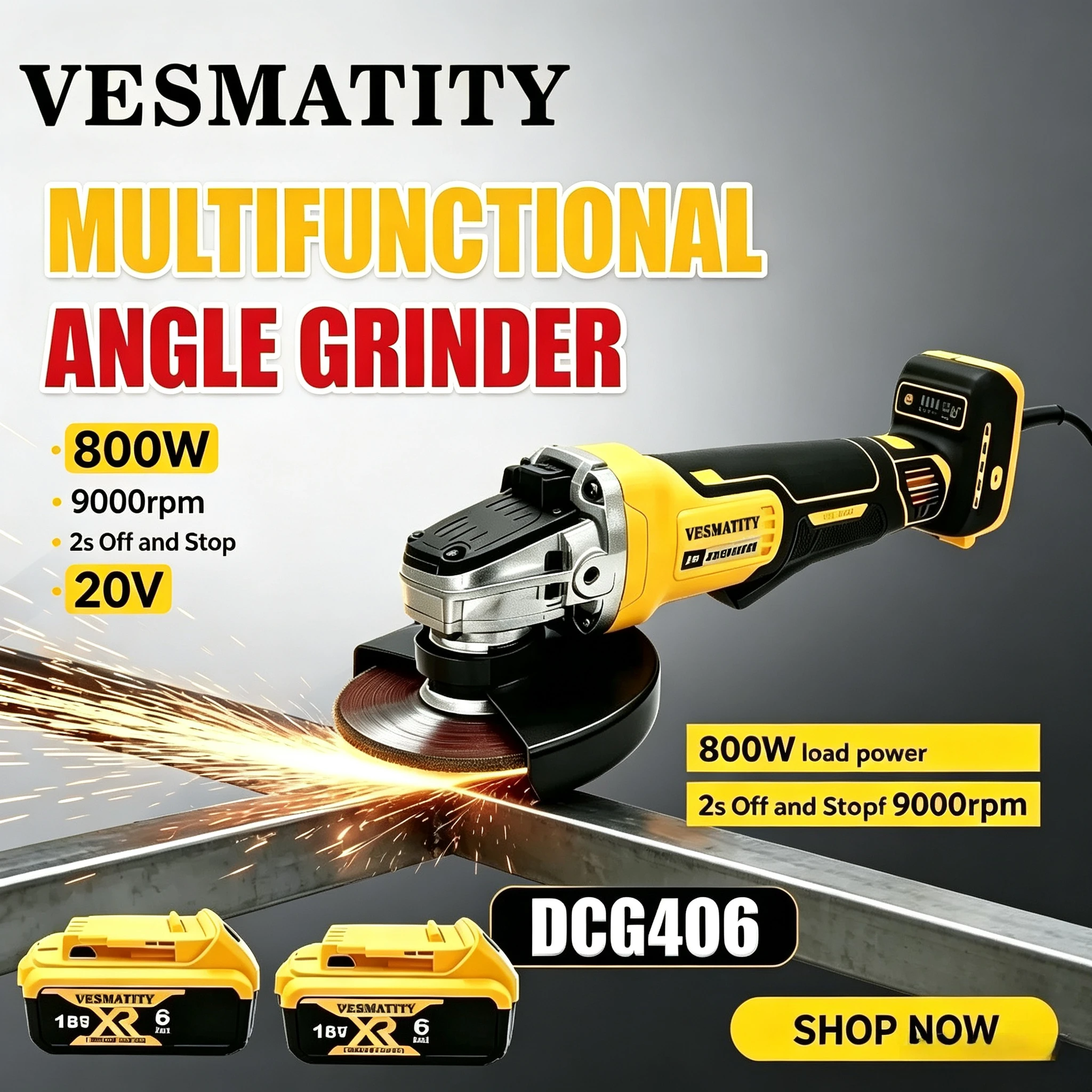Cordless Angle Grinder 125Mm Brushless - เครื่องเจียรไร้สาย DCG406 ขนาด 125 มม. แบบไร้แปรงถ่าน