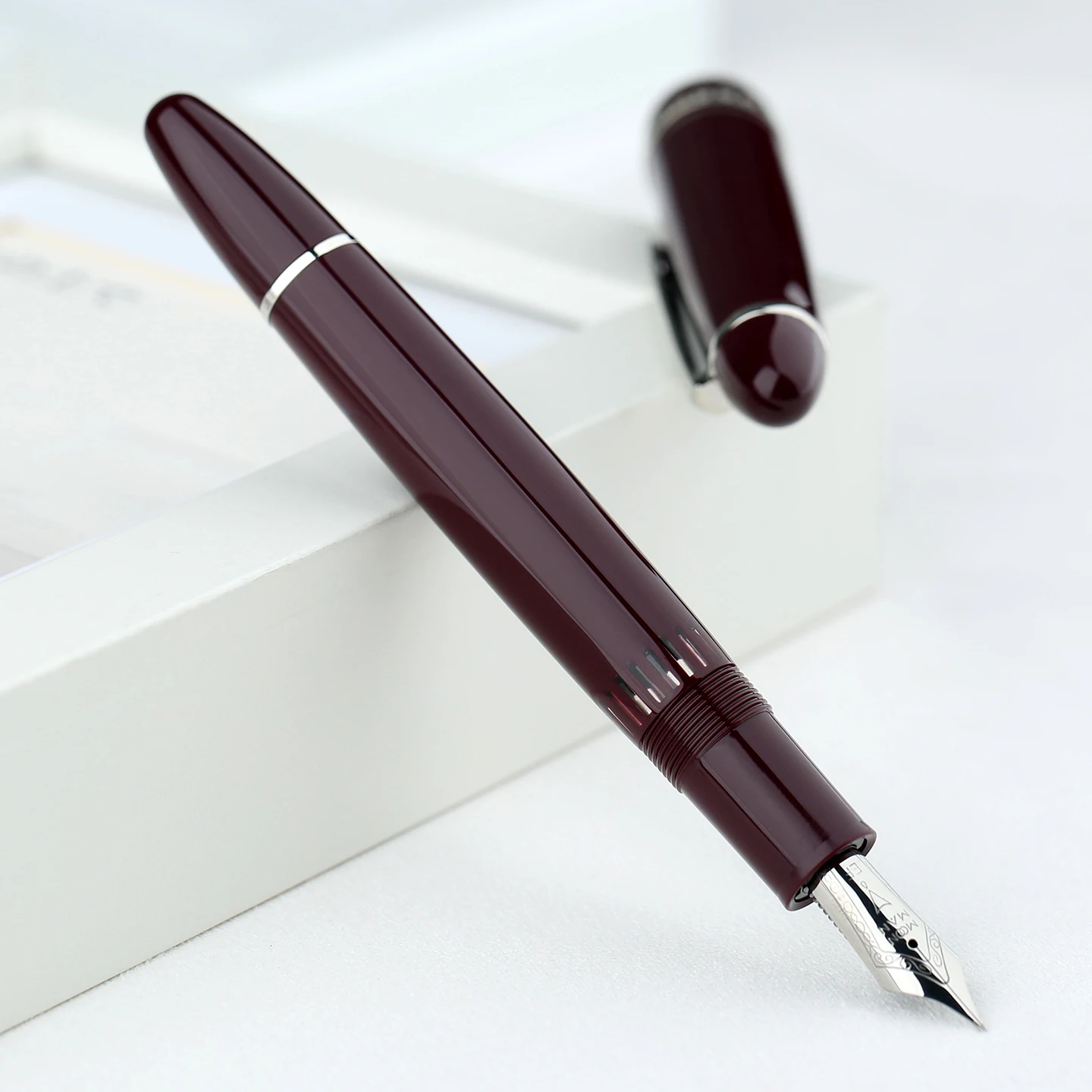MAJOHN Luxury Fountain Pen 6 Color Resin & Metal 0.38-05mm Nib Piston Office Stationery Writing Ink Pens Set