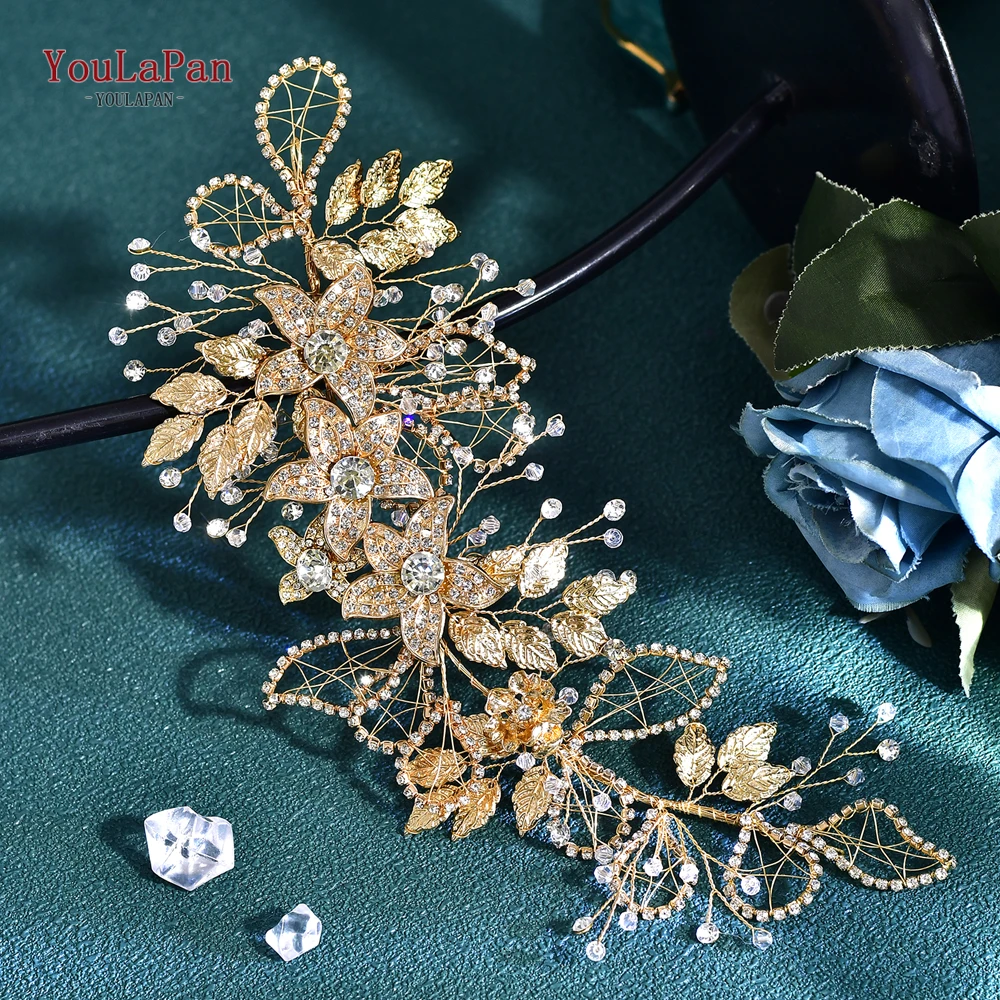 YoulaPan-Flor Coroa e Tiara para Mulheres, Acessórios para Cabelo do Casamento, Concurso Coroa, Jóias Headband, Diamante Headpiece, HP282