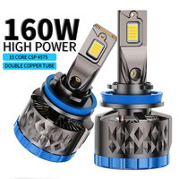 Infitary 160W H7 H4 LED Car Headlight High Power CANBUS Bulb H8 H9 H11 HB3 9005 HB4 9006 Lamp Double Copper Tube Lights for Auto