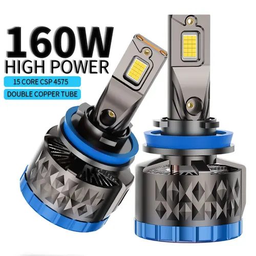 Imagen 1 del producto Infitary 160W H7 H4 LED faro de coche bombilla CANBUS de alta potencia H8 H9 H11 HB3 9005 HB4 9006 lámpara luces de tubo de cobre doble para automóvil