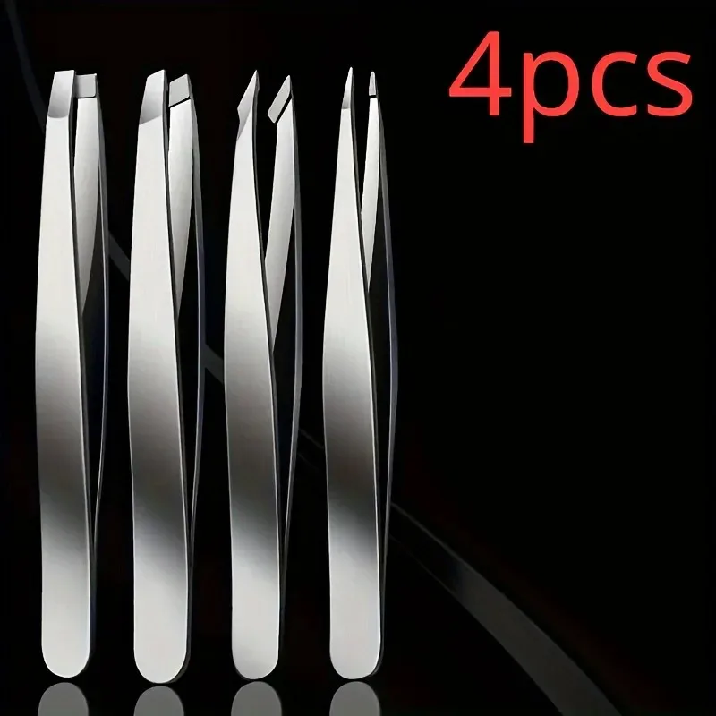 4-teiliges professionelles Pinzetten-Set für die Augenbrauenpflege, zum Entfernen von Splinters und zur Behandlung eingewachsener Haare, geeignet für Männer und Frauen – Detail 5
