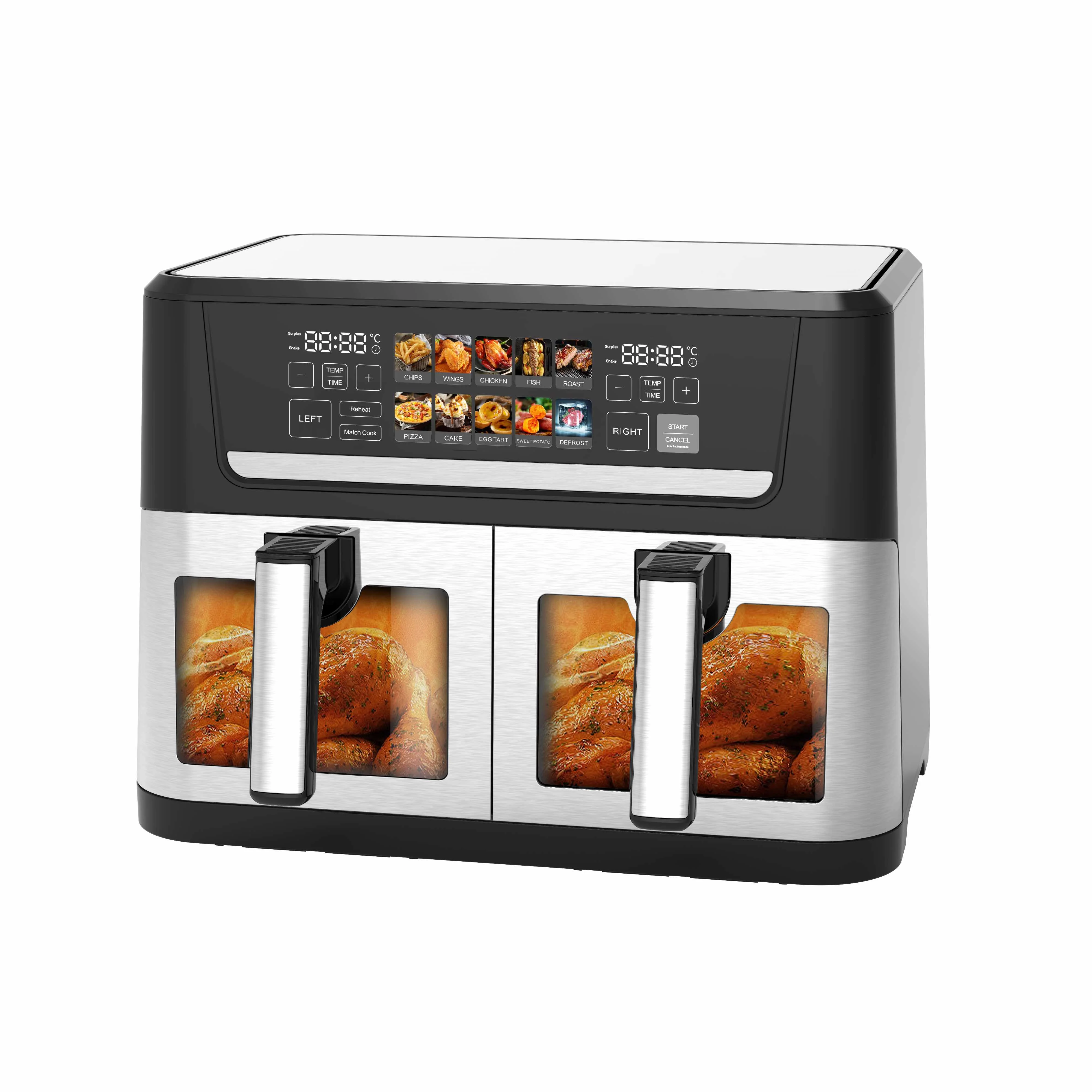 الفولاذ المقاوم للصدأ مرئية 8l سعة كبيرة المنزلية متعددة الوظائف شاشة تعمل باللمس مقلاة هوائية كهربائية مع نافذة المراقبة #3