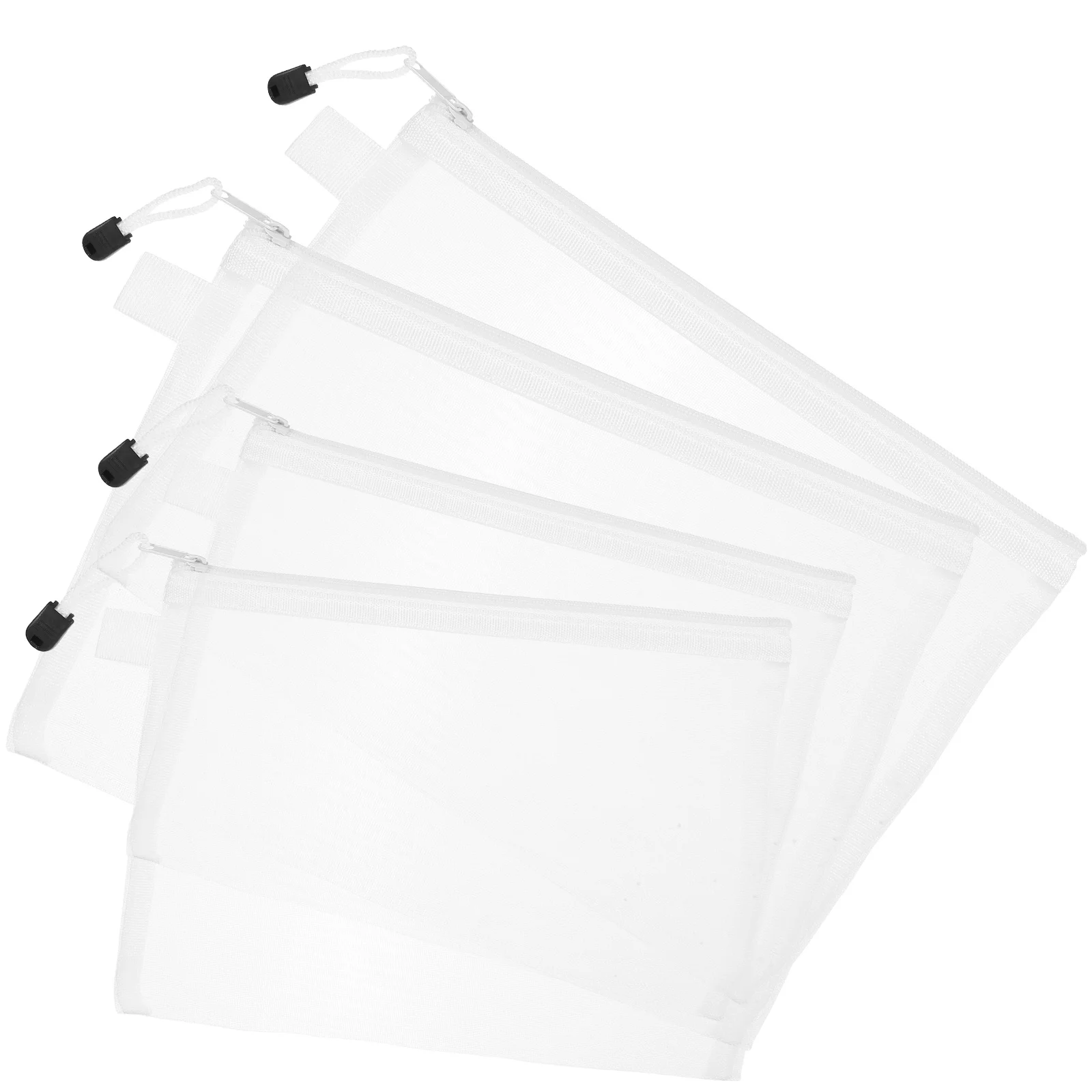 

4 Pcs Household File Bag Pencil Makeup Office Mesh Bags Zipper Pouch Nylon Pouches with Storage
