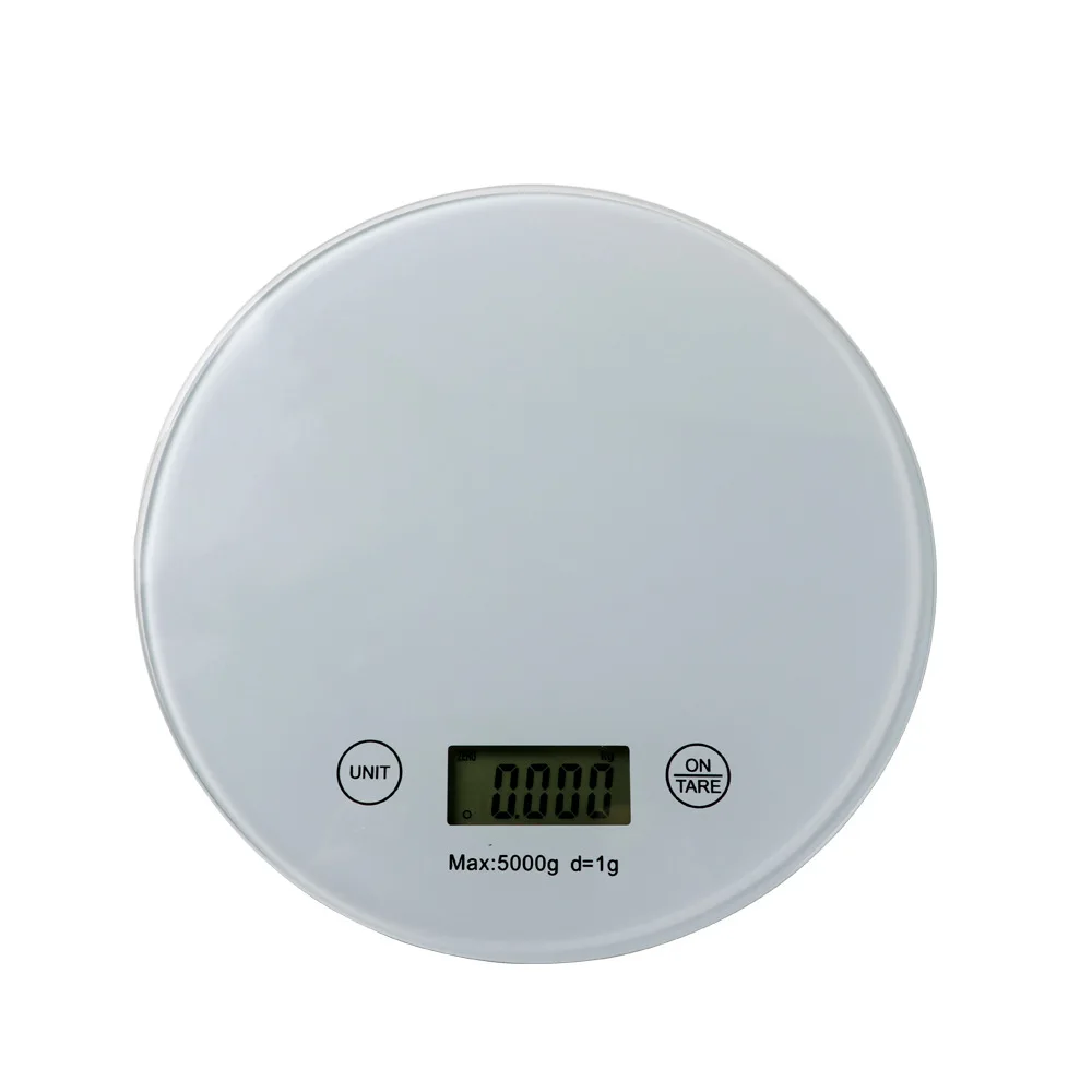 5kg/1g High Precision Baking Electronic Scale Tempered Glass Kitchen Scale Household Round Type Small Electronic Scale for Food