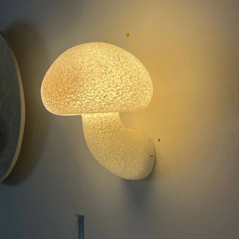 

White Mushroom Medieval Wall Lamp Outdoor Red Wall Sconce Bedroom Hallway Nordic Designer Balcony Waterproof LED Lights Fixtures