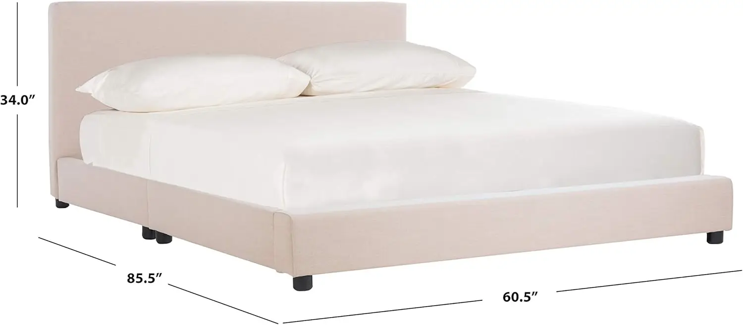 Home Carter eigentijds beige linnen bed, koningin