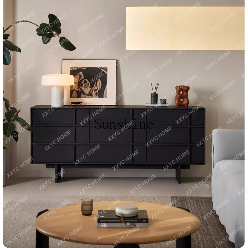 DDTT solid wood retro simple storage living room storage walnut medieval dining side cabinet