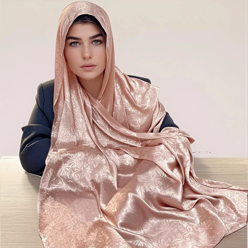 70*170CM Premium Glimmer Jacquard satén seda Hijab crepé arrugado chal transpirable ligero mujeres musulmanas turbante Ropa Africana Mujer
