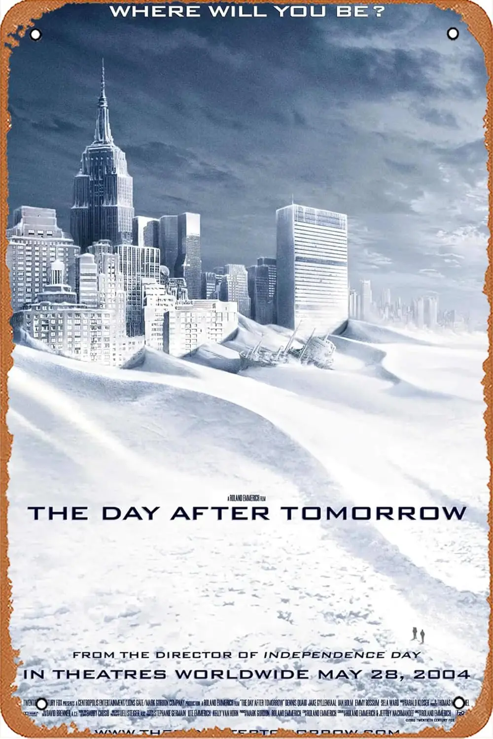 The Day After Tomorrow Movie Poster Retro Metal Tin Sign 8x12 Inch sign