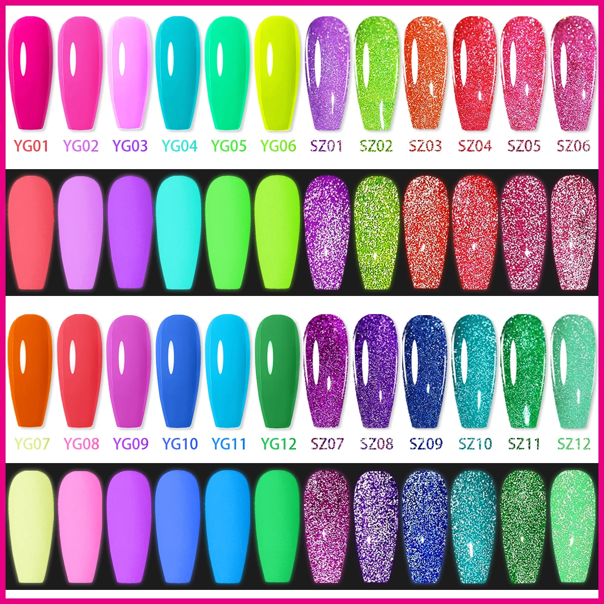 12pcs/set colorful luminous diamond gel nail polish set gift box: long-lasting, LED/UV, easy to peel off, odorless - nightclub p