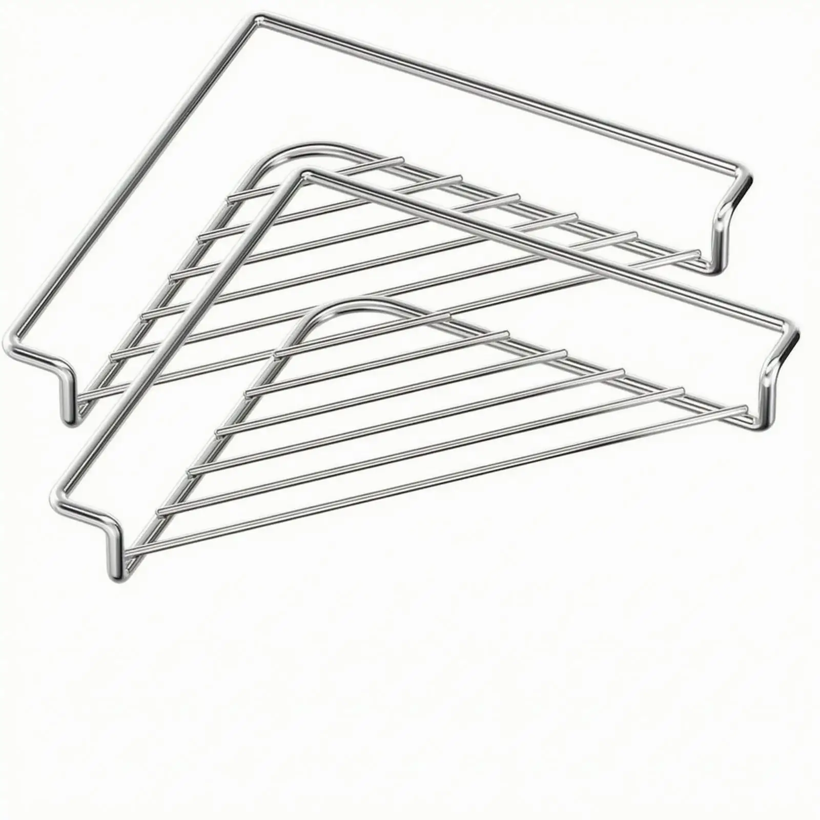 2 Pieces Corner Sink Draining-Stand Rack with Raised Support Rails Fast Drainage Stainless Steel Corner Dish Draining-Stand Rack