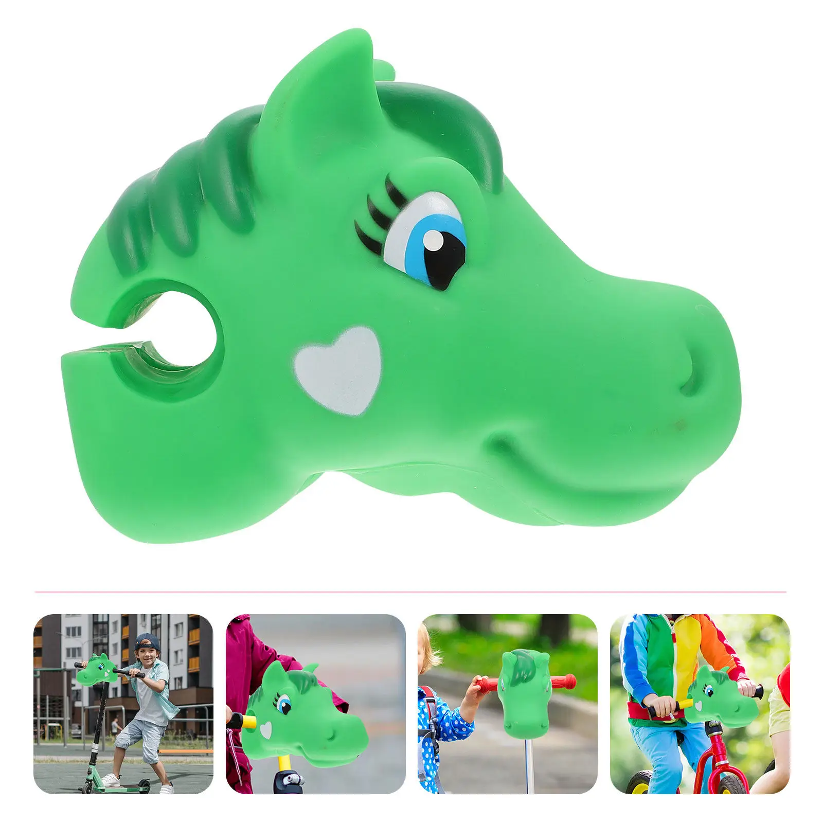 

1Pcs Creative Cartoon Horse Head Handlebar Adornment Easy Install Silicone Bike Decoration Kids Scooter Outdoor Play Ornament