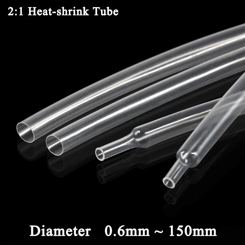 1~25M Clear 2:1 Heat Shrink Tube Diameter 0.6mm~150mm Heat-shrink Tubing Wire Repair DIY Cable Protecctor Sleeving Wrap Tubing