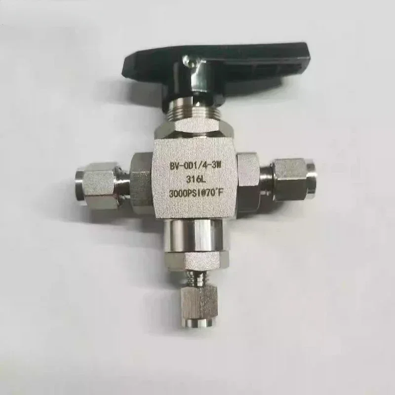 

316L stainless steel ferrule three-way joint/high pressure three-way ball valve