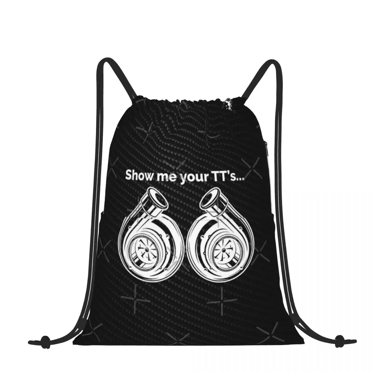 

Drawstring Backpack Show Me Your TT's, Turbocharger Shoulder Bag Zipper Pocket Sports & Travel Hikes Portables Bag