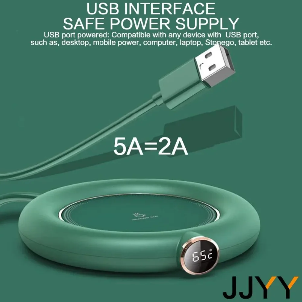 JJYY USB Coffee Cup Warm Heating Pad DC 5V Constant Temperature Coaster 3 Gear Digital Display Adjustment Timing Heater